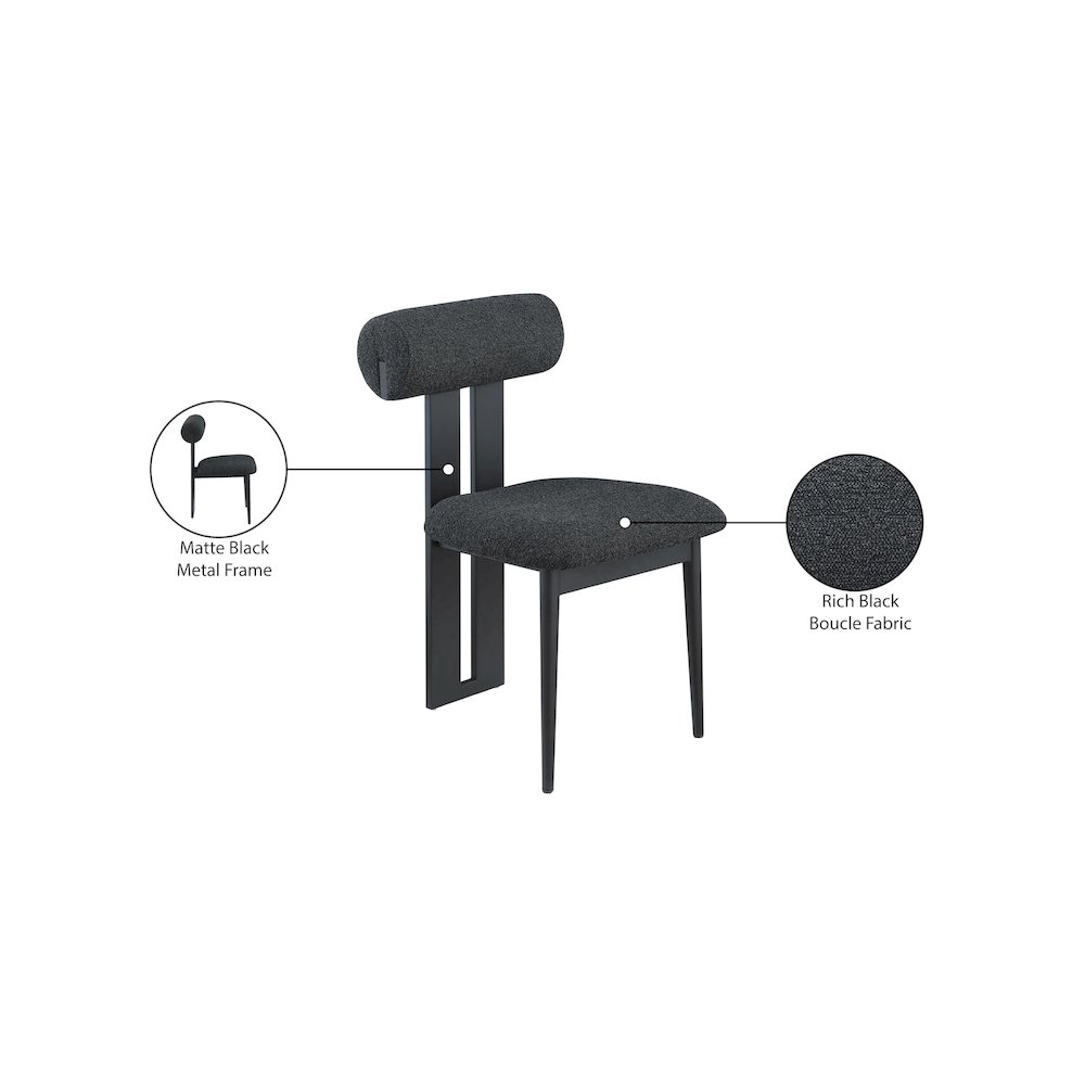 Dario Black Boucle Fabric Dining Chair, Set of 2. Picture 8