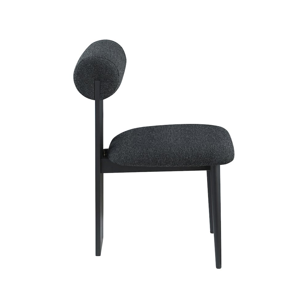 Dario Black Boucle Fabric Dining Chair, Set of 2. Picture 4