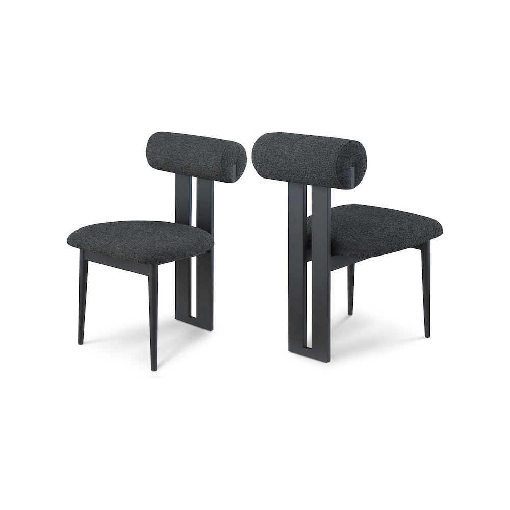 Dario Black Boucle Fabric Dining Chair, Set of 2. Picture 1