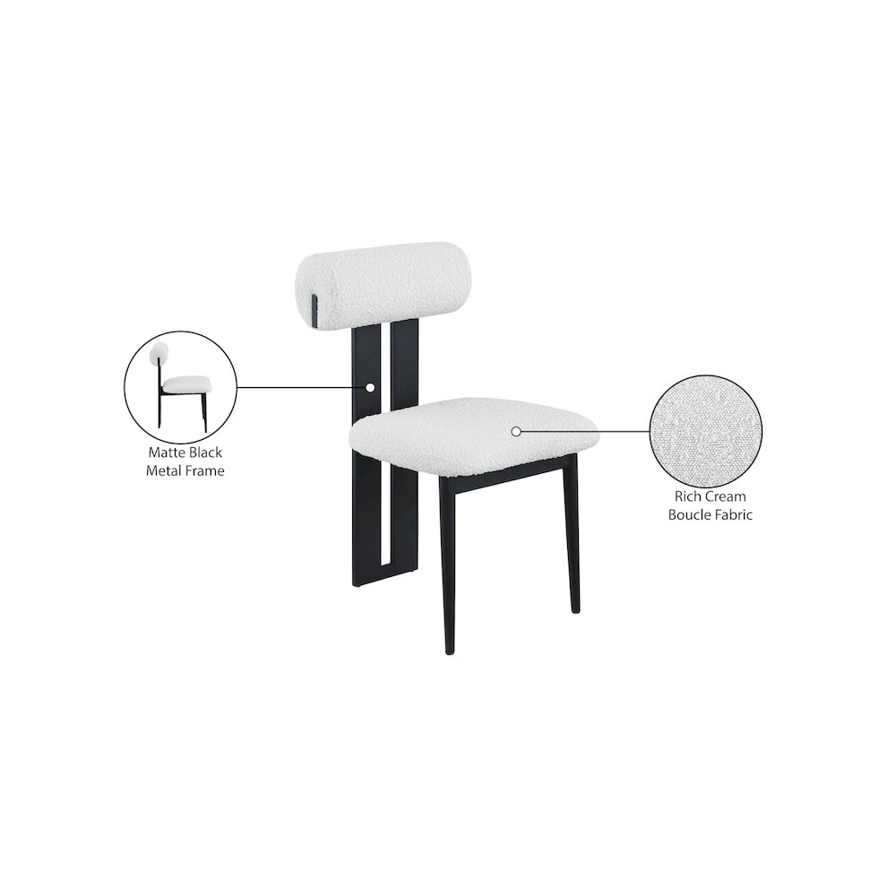 Dario Cream Boucle Fabric Dining Chair, Set of 2. Picture 8