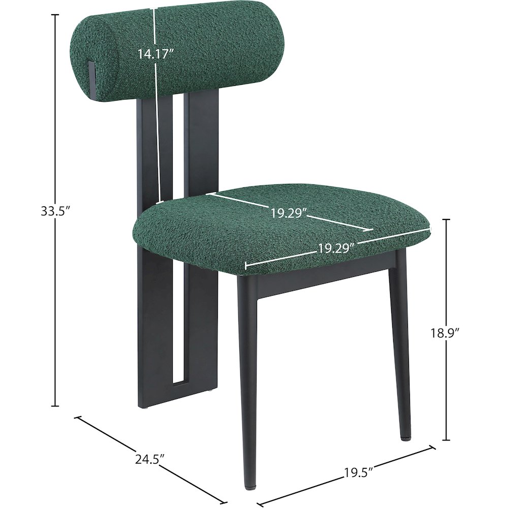 Dario Green Boucle Fabric Dining Chair, Set of 2. Picture 7
