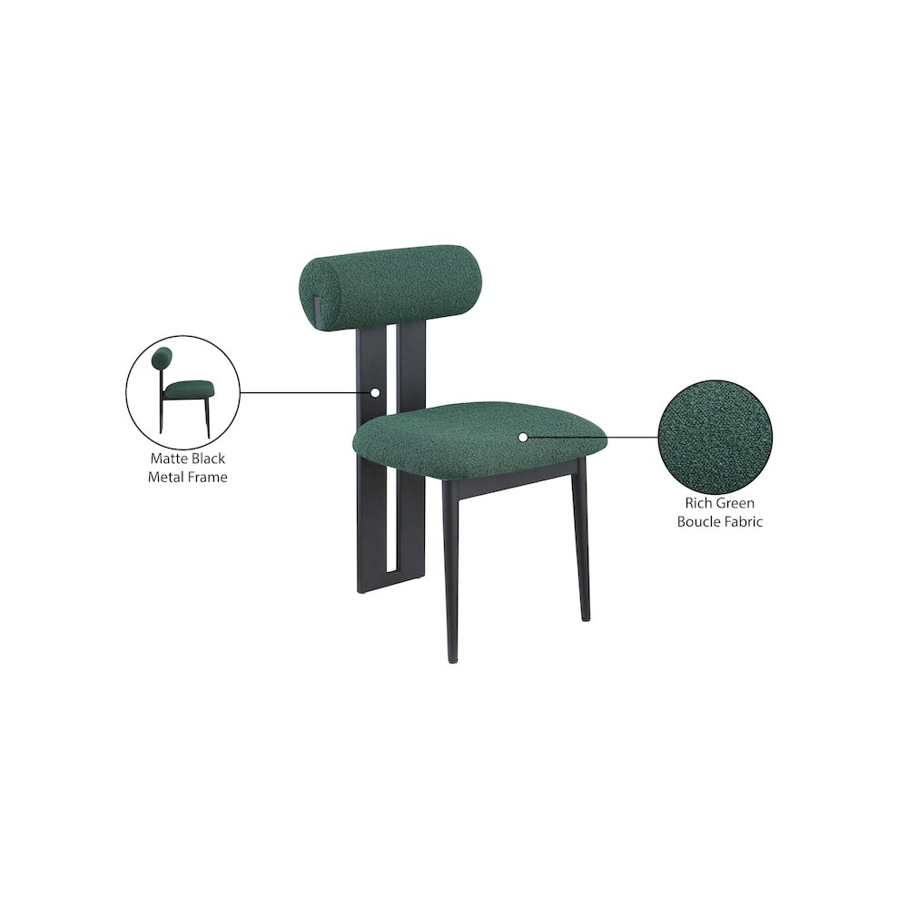 Dario Green Boucle Fabric Dining Chair, Set of 2. Picture 8