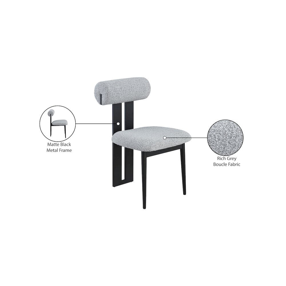 Dario Grey Boucle Fabric Dining Chair, Set of 2. Picture 8