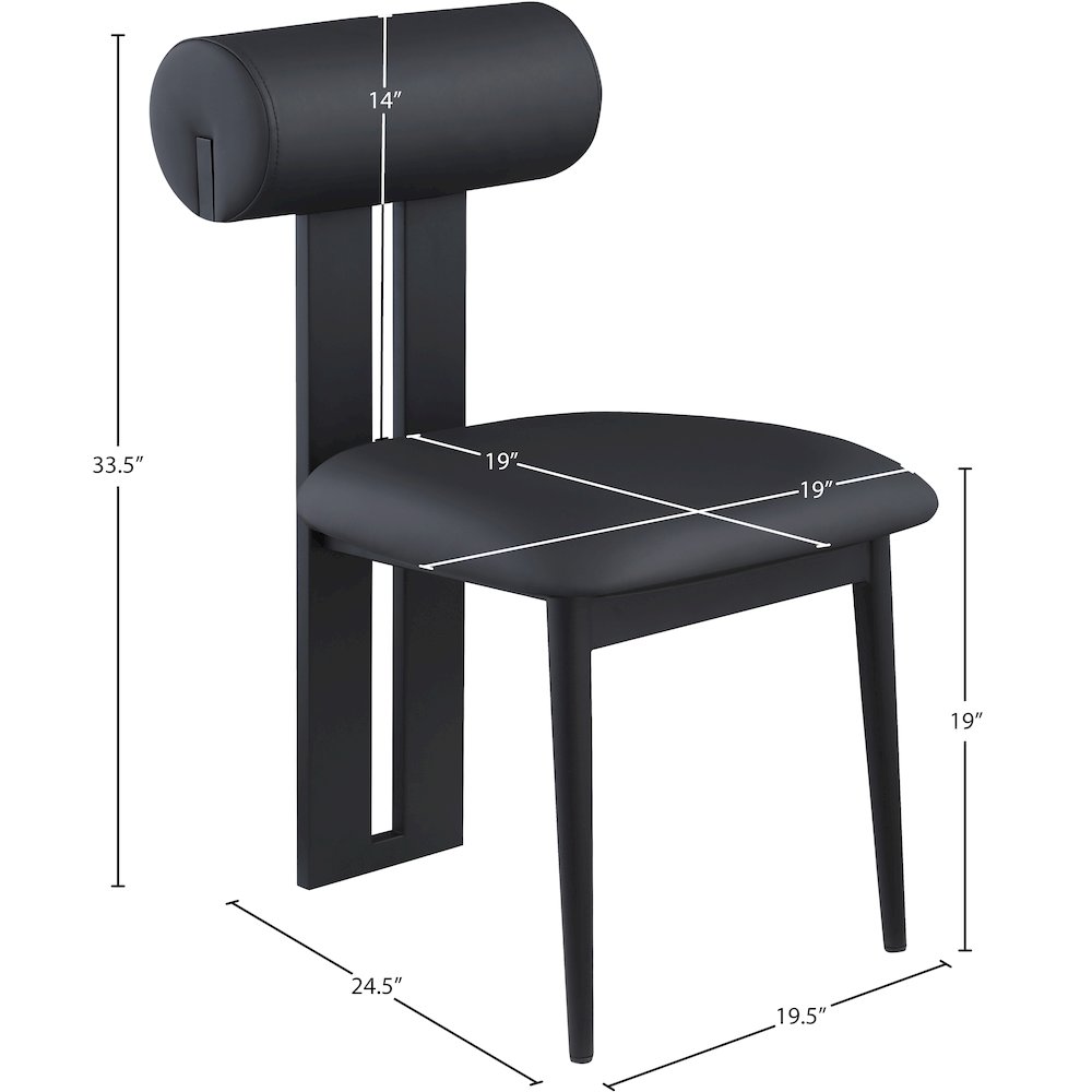 Dario Black Vegan Leather Dining Chair, Set of 2. Picture 7