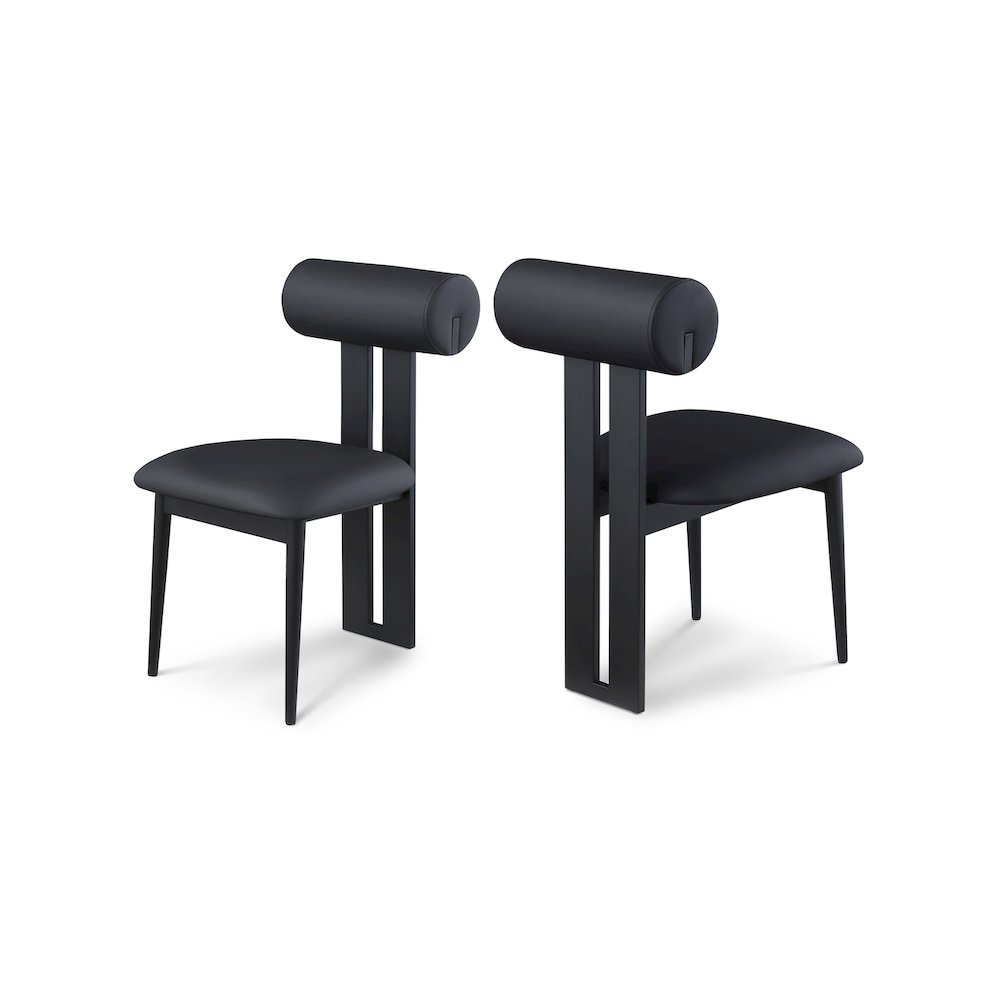 Dario Black Vegan Leather Dining Chair, Set of 2. Picture 1