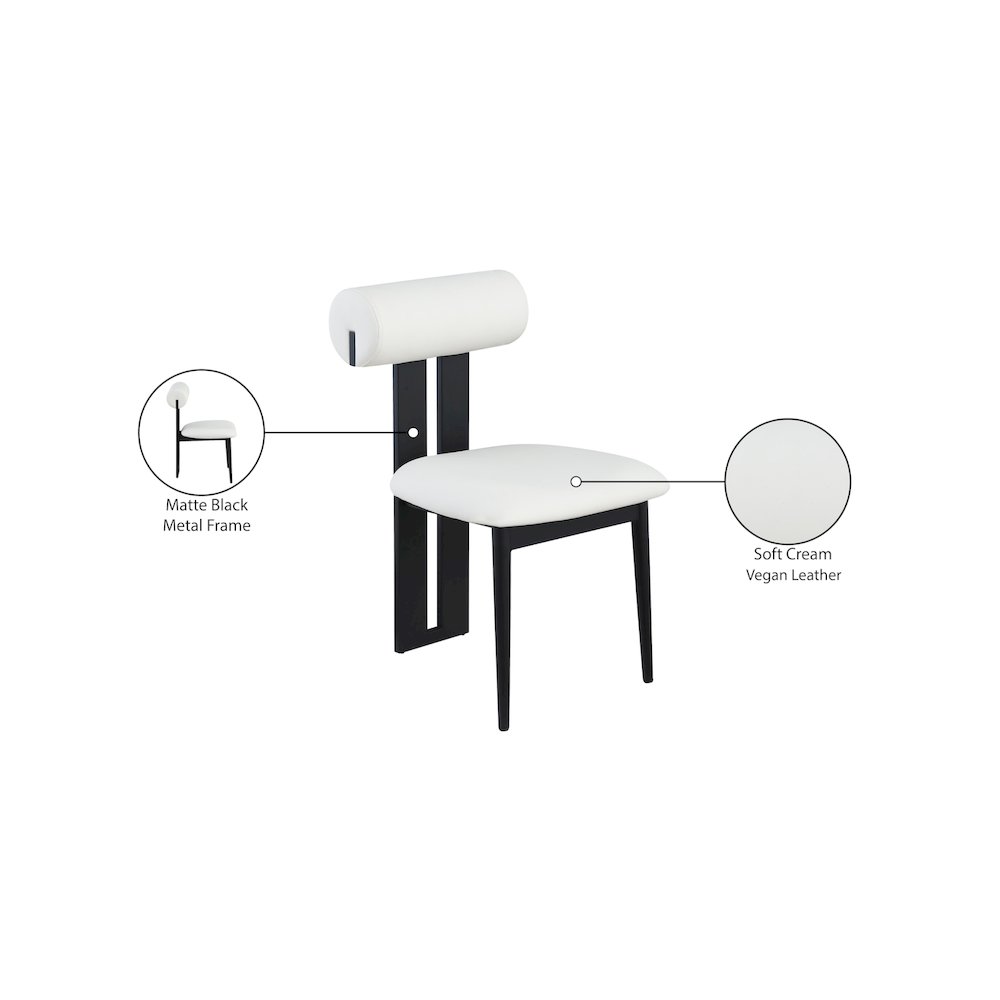 Dario Cream Vegan Leather Dining Chair, Set of 2. Picture 8