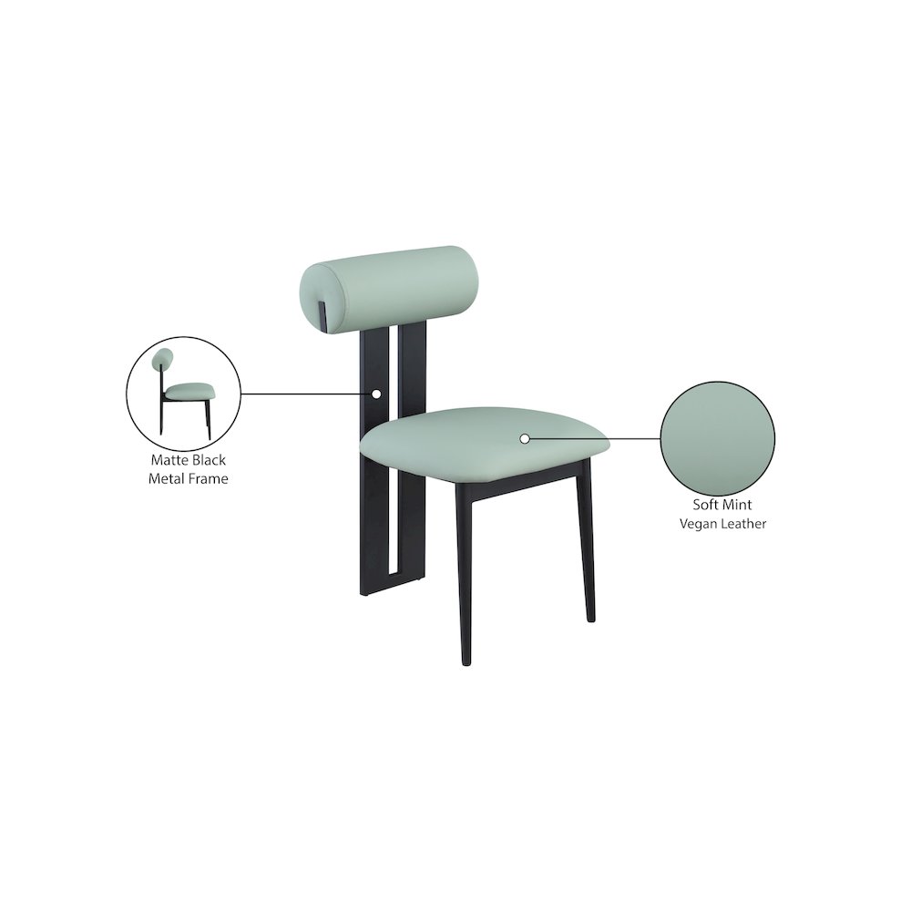 Dario Mint Vegan Leather Dining Chair, Set of 2. Picture 8