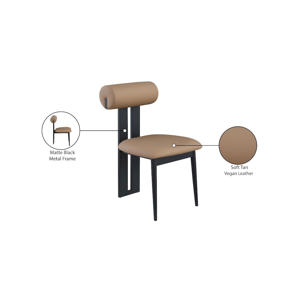 Dario Tan Vegan Leather Dining Chair, Set of 2. Picture 8