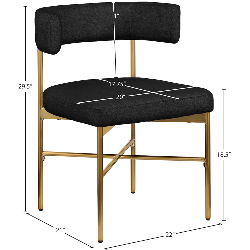 Rivage Black Durable Linen Textured Fabric Dining Chair, Set of 2. Picture 7