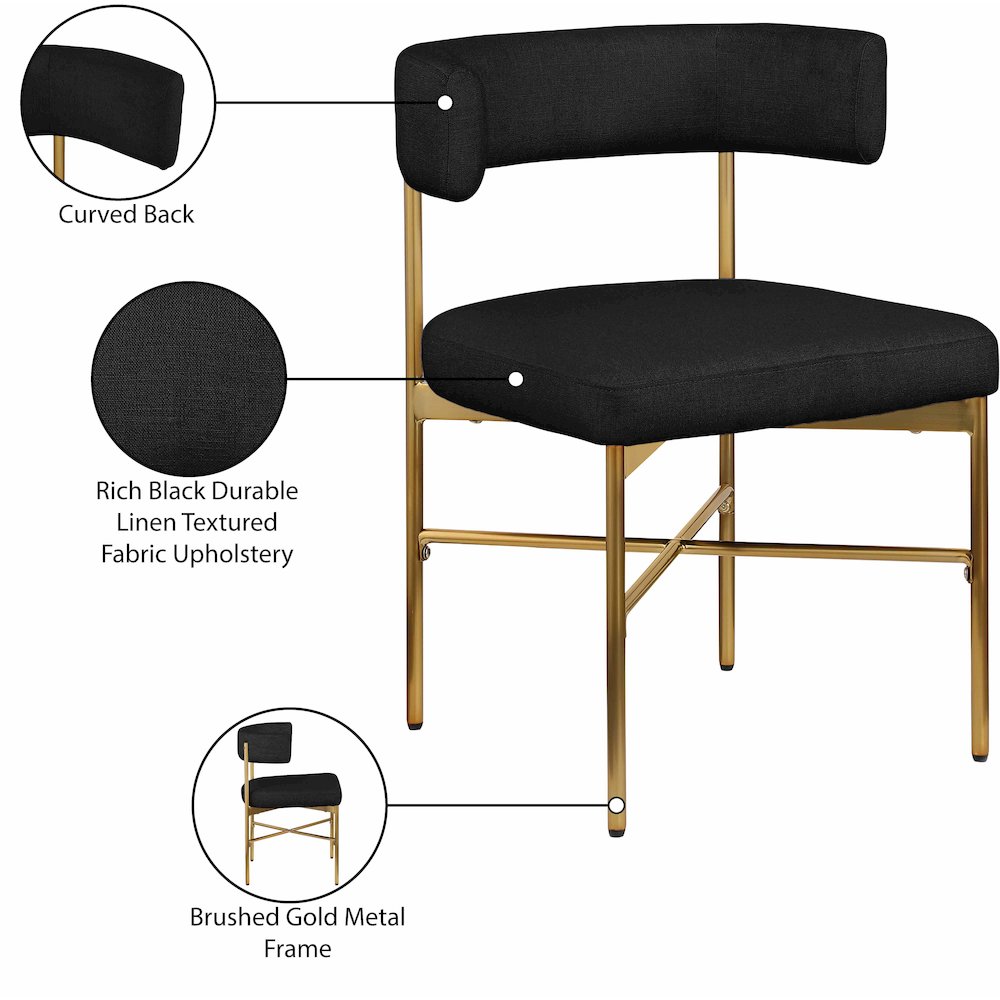 Rivage Black Durable Linen Textured Fabric Dining Chair, Set of 2. Picture 8