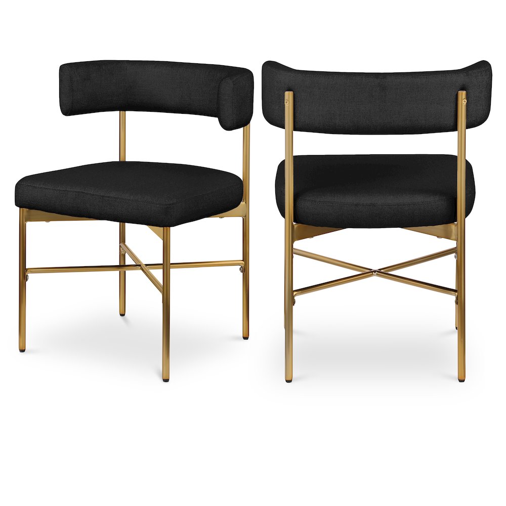 Rivage Black Durable Linen Textured Fabric Dining Chair, Set of 2. Picture 1