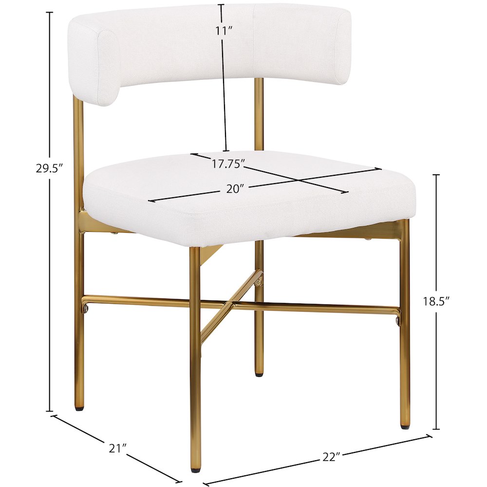 Rivage Cream Durable Linen Textured Fabric Dining Chair, Set of 2. Picture 7