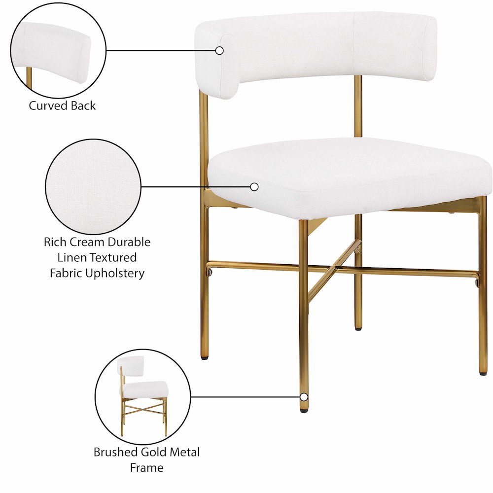 Rivage Cream Durable Linen Textured Fabric Dining Chair, Set of 2. Picture 8