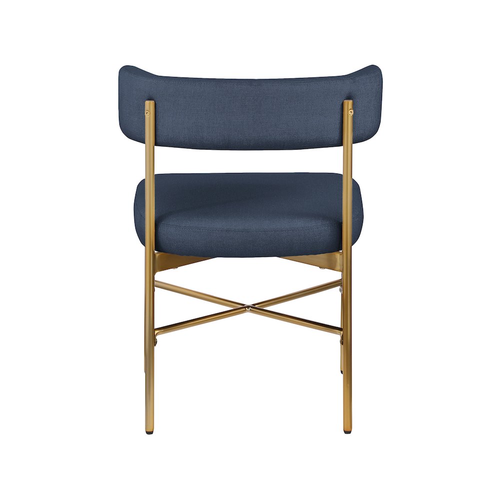 Rivage Deep Navy Durable Linen Textured Fabric Dining Chair, Set of 2. Picture 2