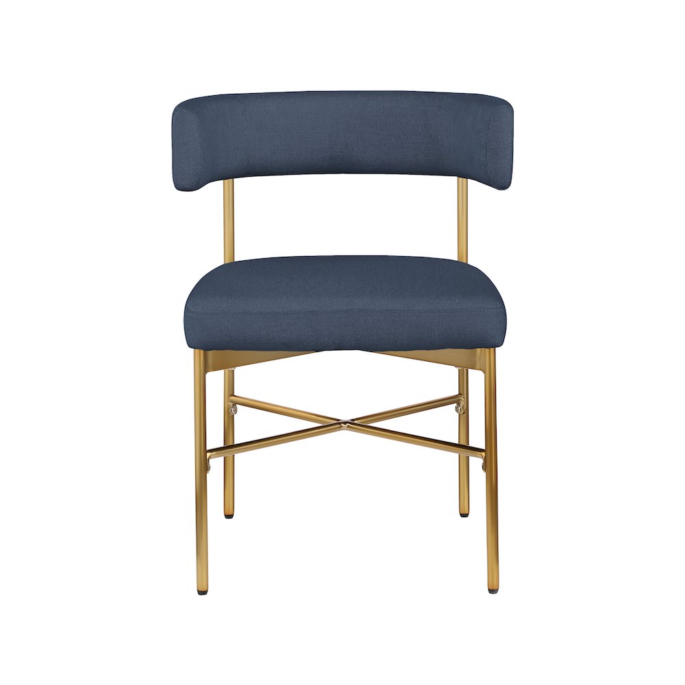 Rivage Deep Navy Durable Linen Textured Fabric Dining Chair, Set of 2. Picture 3