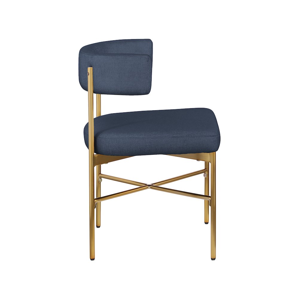 Rivage Deep Navy Durable Linen Textured Fabric Dining Chair, Set of 2. Picture 4