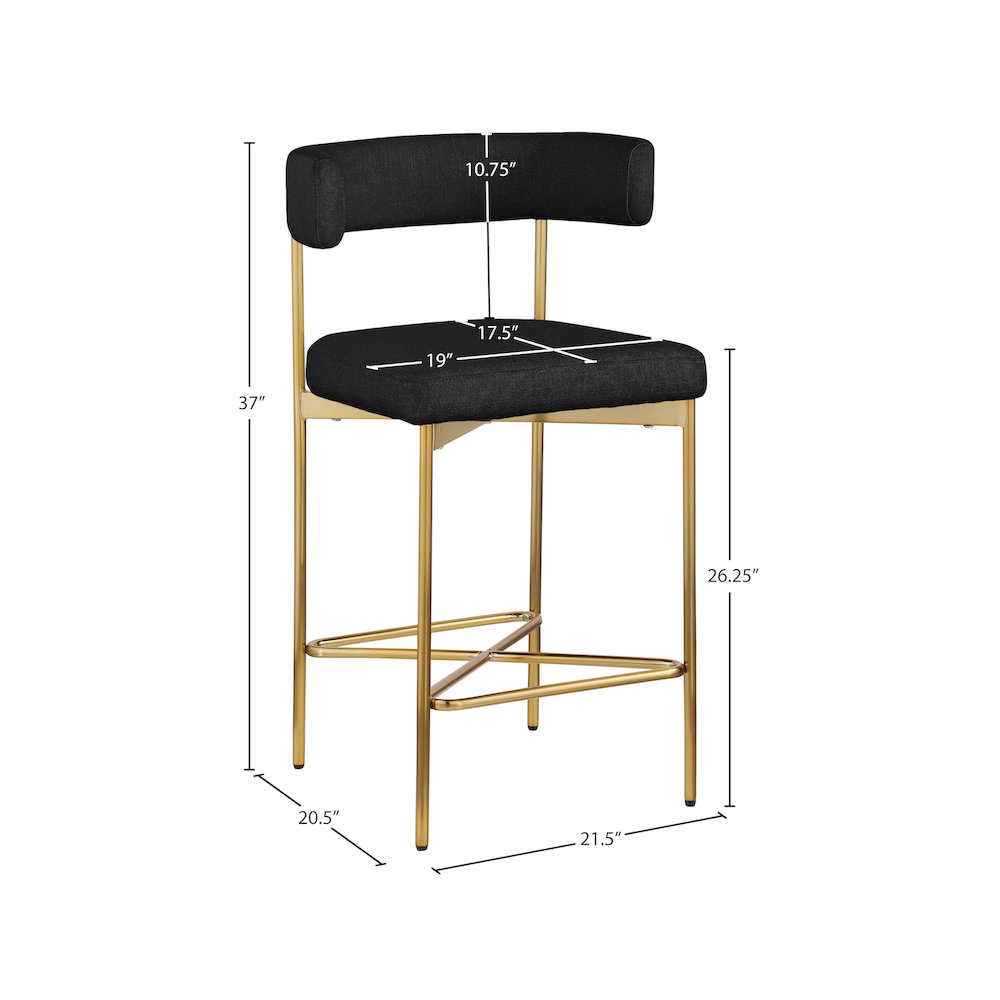 Rivage Black Durable Linen Textured Fabric Stool, Set of 2. Picture 7