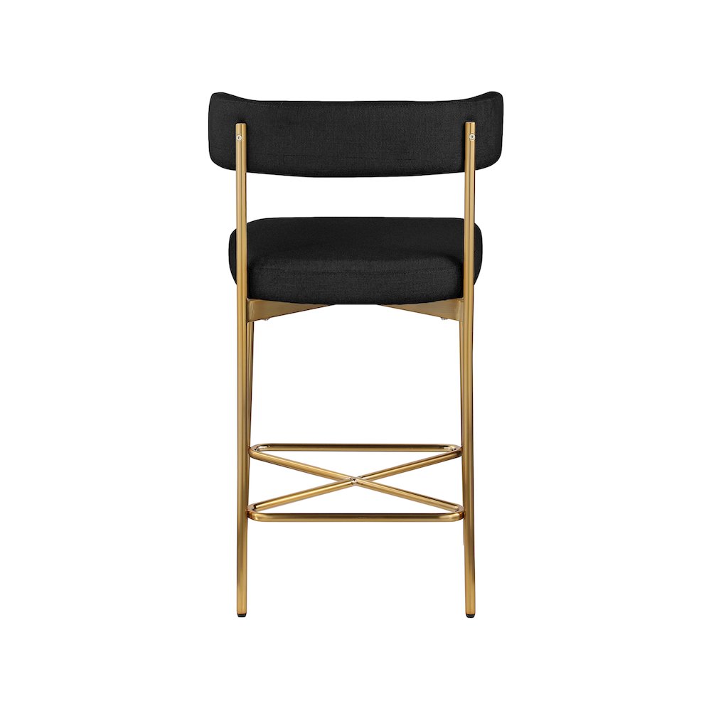 Rivage Black Durable Linen Textured Fabric Stool, Set of 2. Picture 2