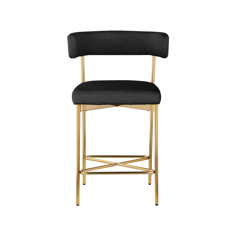 Rivage Black Durable Linen Textured Fabric Stool, Set of 2. Picture 3
