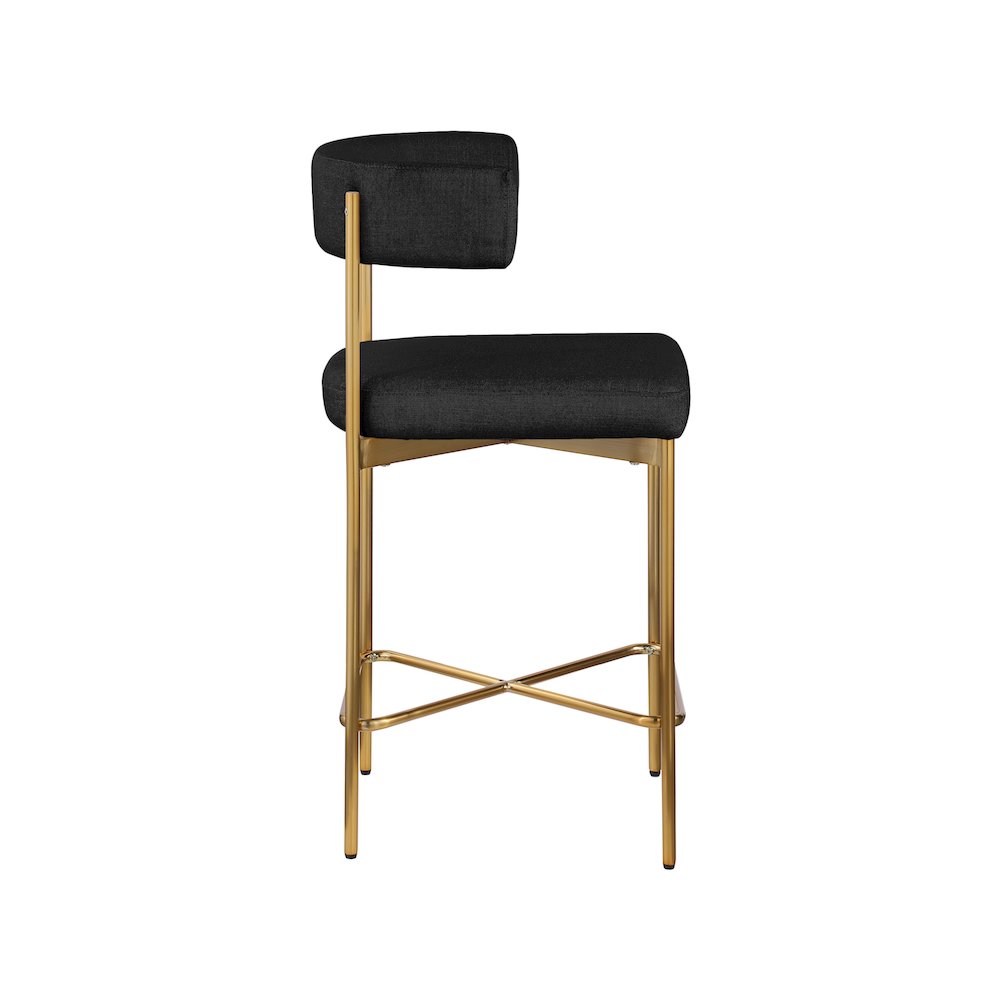 Rivage Black Durable Linen Textured Fabric Stool, Set of 2. Picture 4