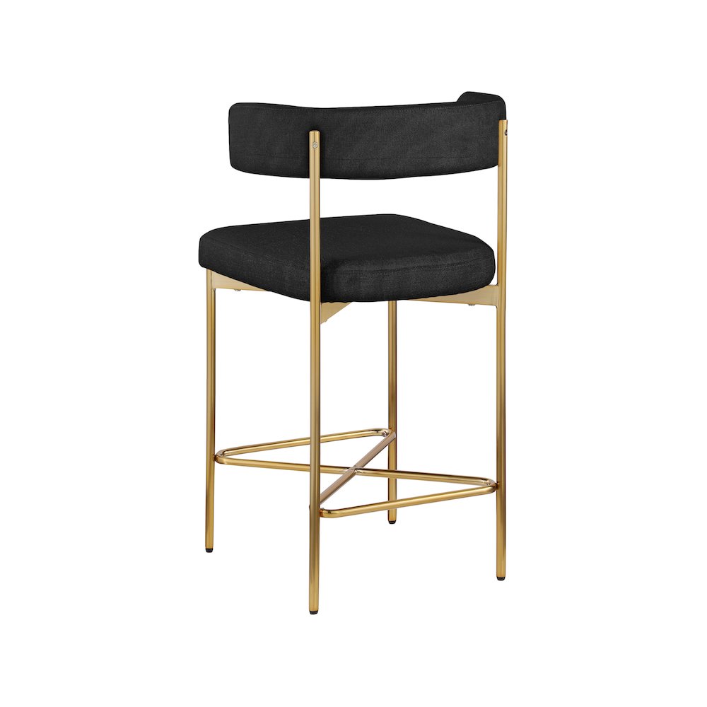 Rivage Black Durable Linen Textured Fabric Stool, Set of 2. Picture 5