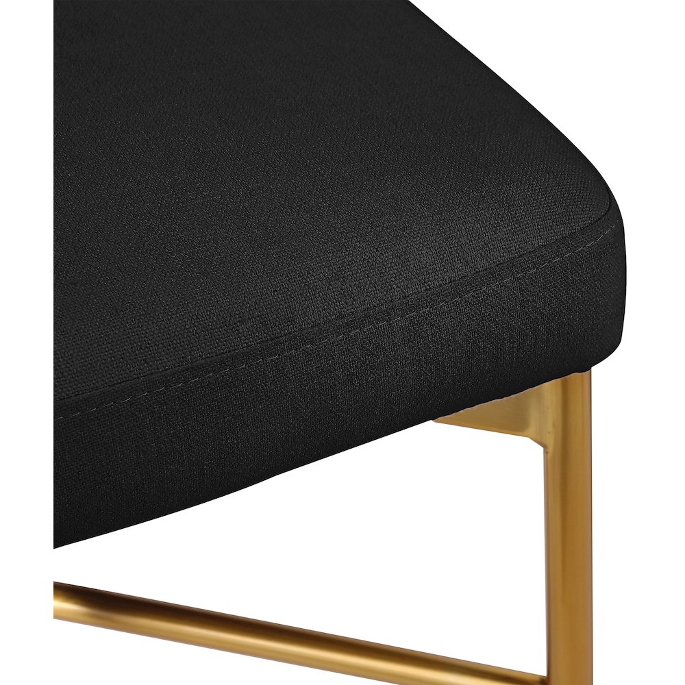 Rivage Black Durable Linen Textured Fabric Stool, Set of 2. Picture 6