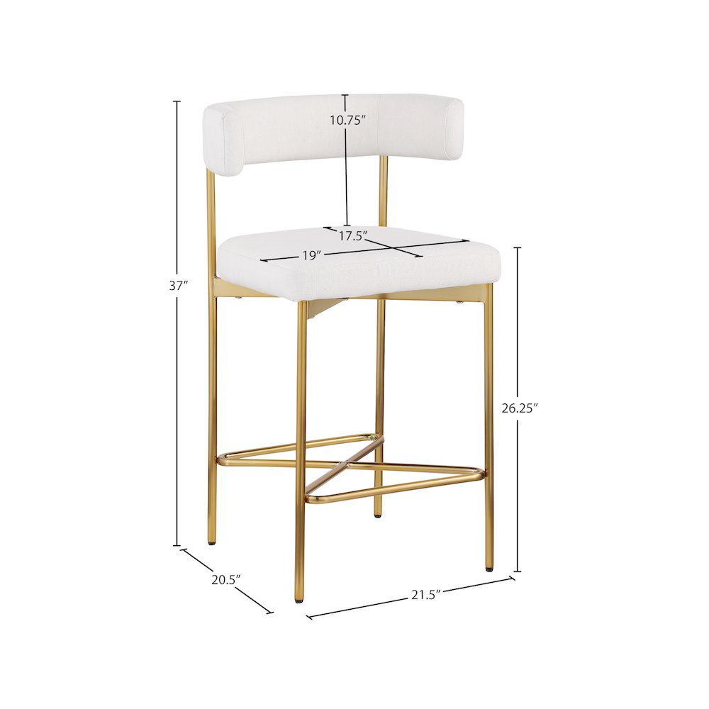 Rivage Cream Durable Linen Textured Fabric Stool, Set of 2. Picture 7