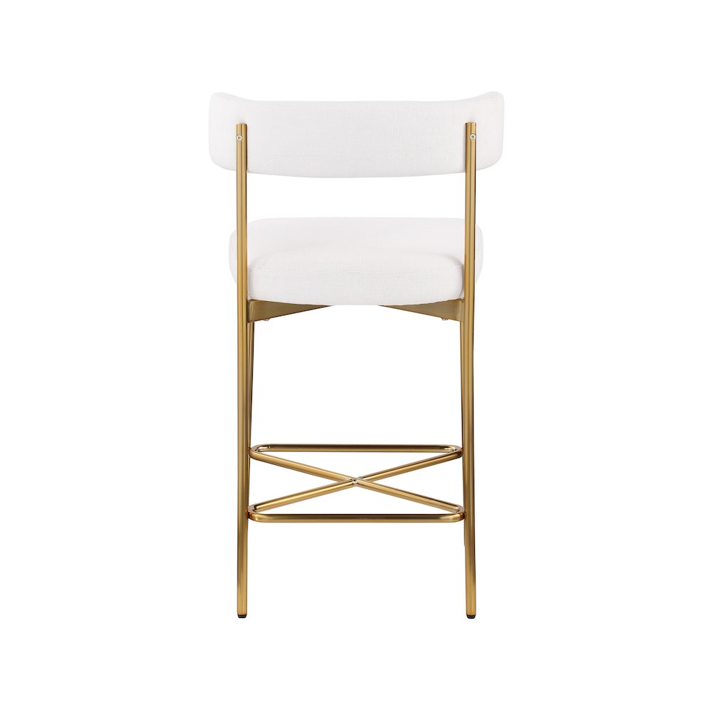 Rivage Cream Durable Linen Textured Fabric Stool, Set of 2. Picture 2