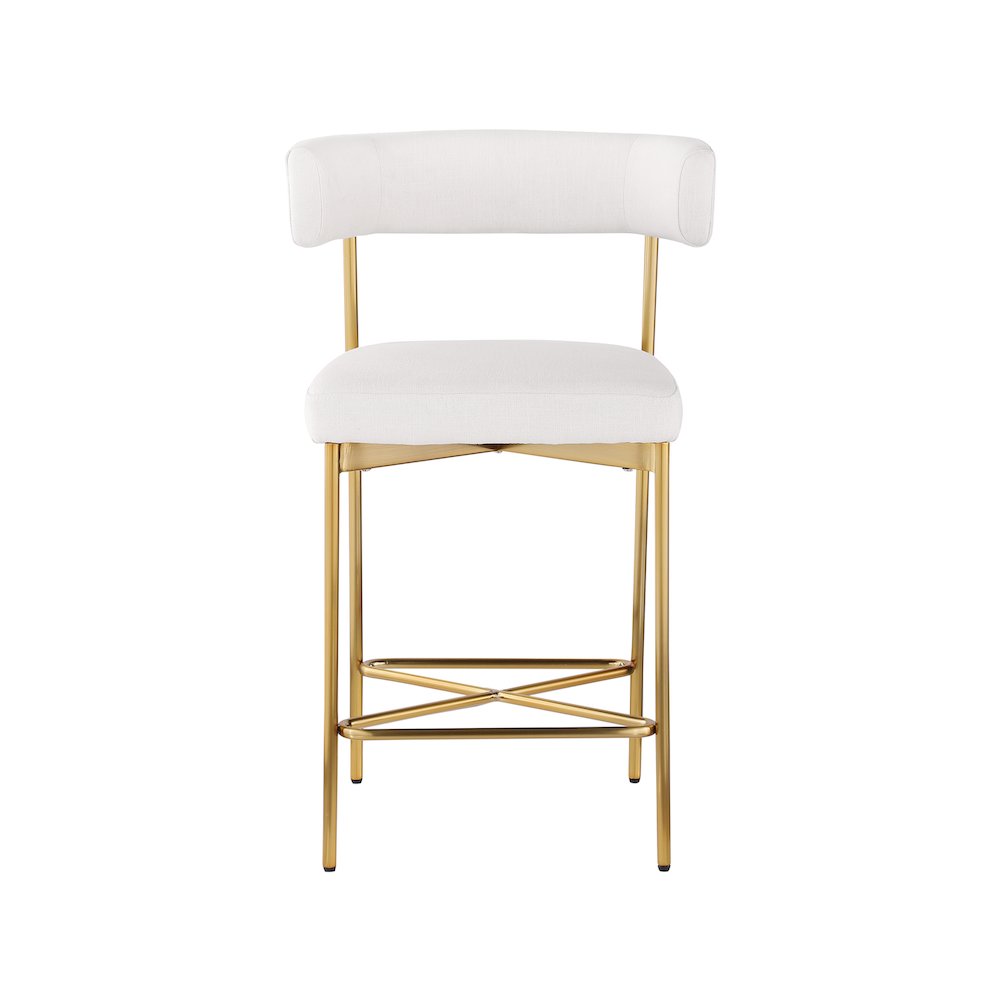 Rivage Cream Durable Linen Textured Fabric Stool, Set of 2. Picture 3