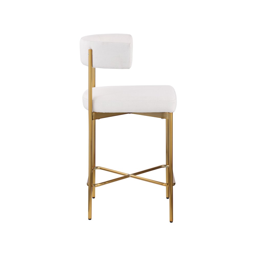 Rivage Cream Durable Linen Textured Fabric Stool, Set of 2. Picture 4