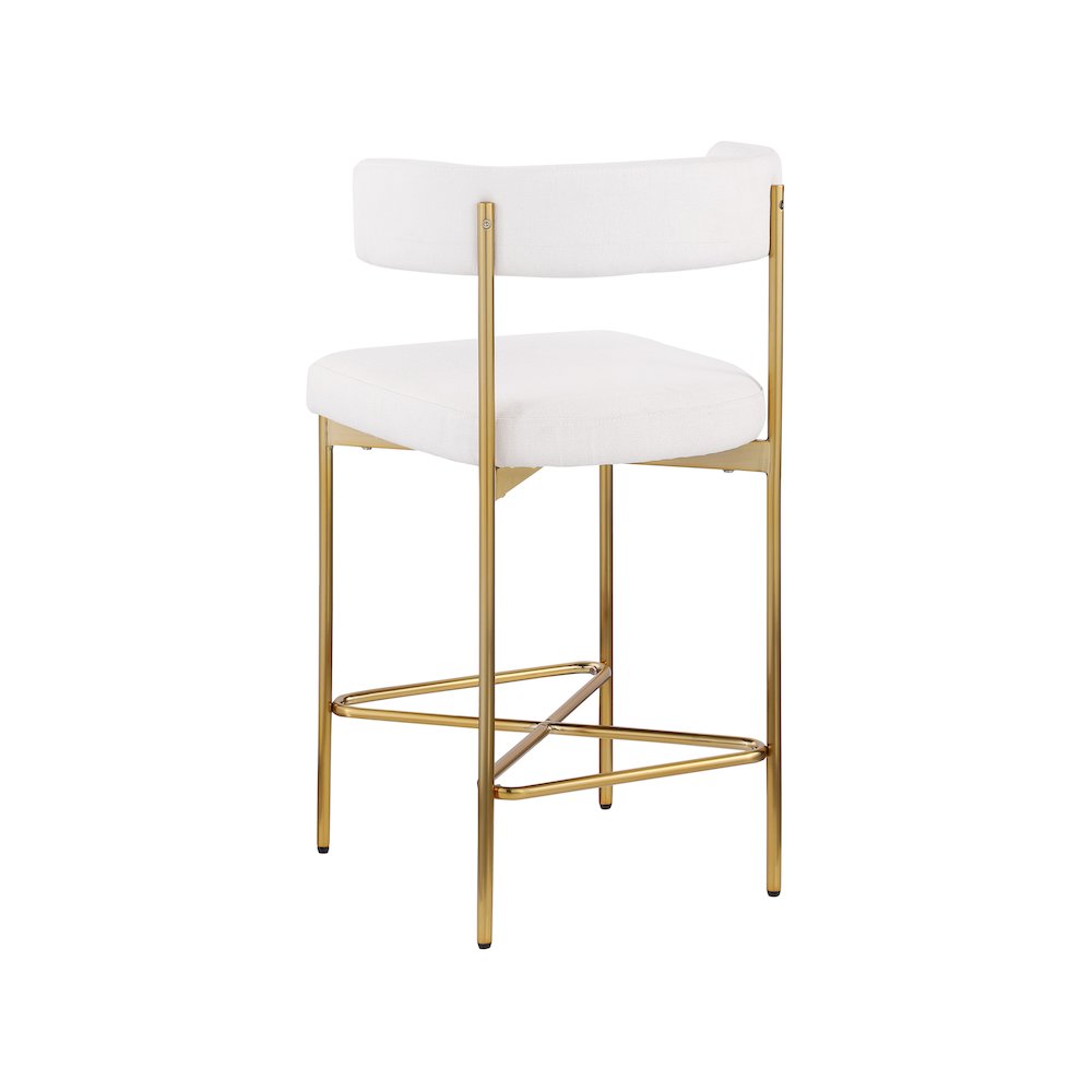 Rivage Cream Durable Linen Textured Fabric Stool, Set of 2. Picture 5