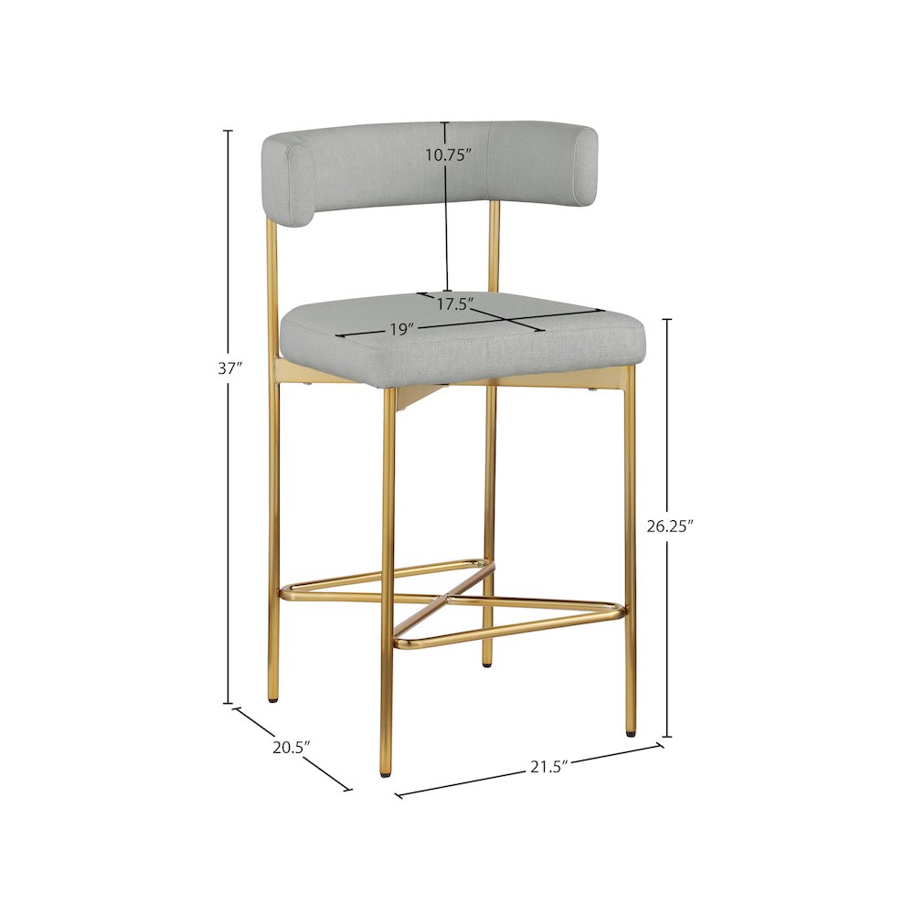 Rivage Light Grey Durable Linen Textured Fabric Stool, Set of 2. Picture 7