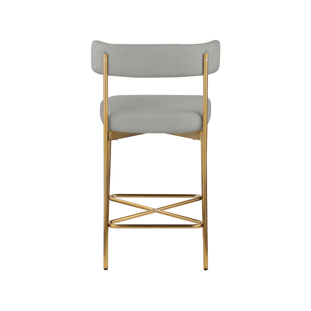 Rivage Light Grey Durable Linen Textured Fabric Stool, Set of 2. Picture 2