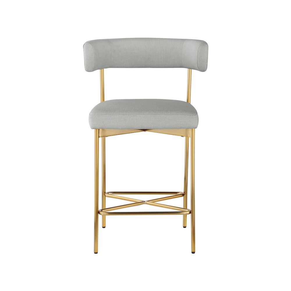 Rivage Light Grey Durable Linen Textured Fabric Stool, Set of 2. Picture 3