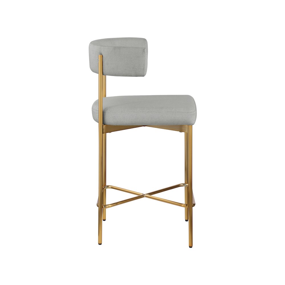 Rivage Light Grey Durable Linen Textured Fabric Stool, Set of 2. Picture 4