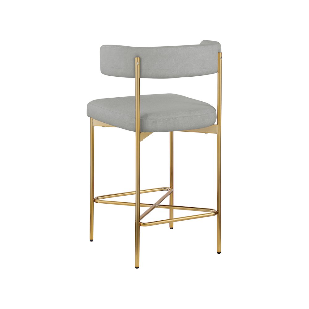 Rivage Light Grey Durable Linen Textured Fabric Stool, Set of 2. Picture 5