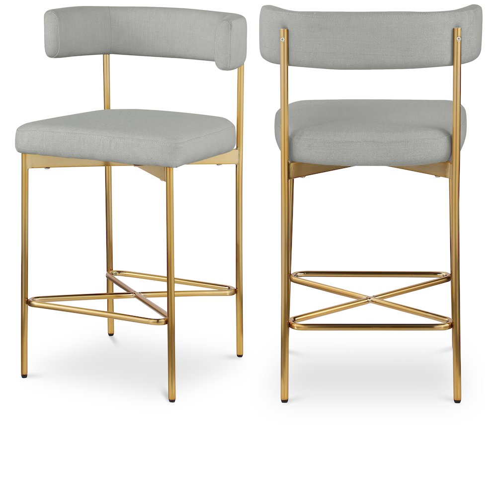 Rivage Light Grey Durable Linen Textured Fabric Stool, Set of 2. Picture 1