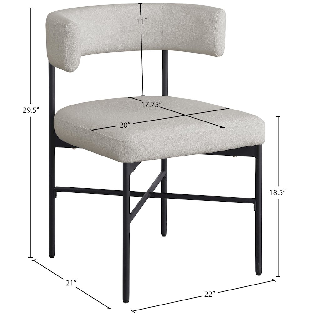 Rivage Beige Durable Linen Textured Fabric Dining Chair, Set of 2. Picture 7