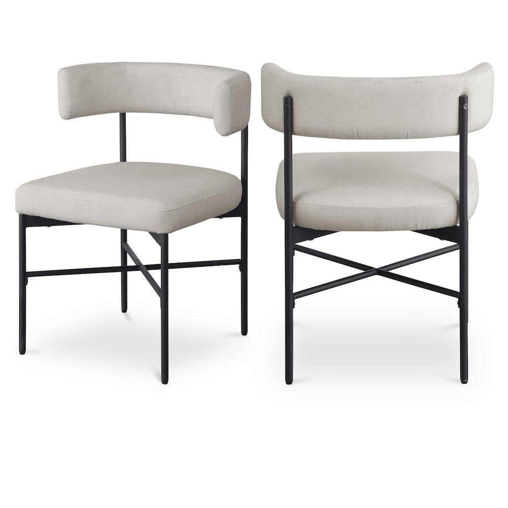 Rivage Beige Durable Linen Textured Fabric Dining Chair, Set of 2. Picture 1