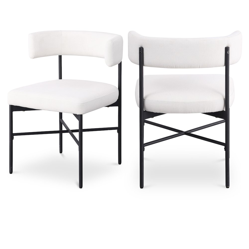 Rivage Cream Durable Linen Textured Fabric Dining Chair, Set of 2. Picture 1