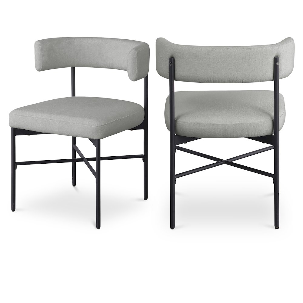 Rivage Light Grey Durable Linen Textured Fabric Dining Chair, Set of 2. Picture 1