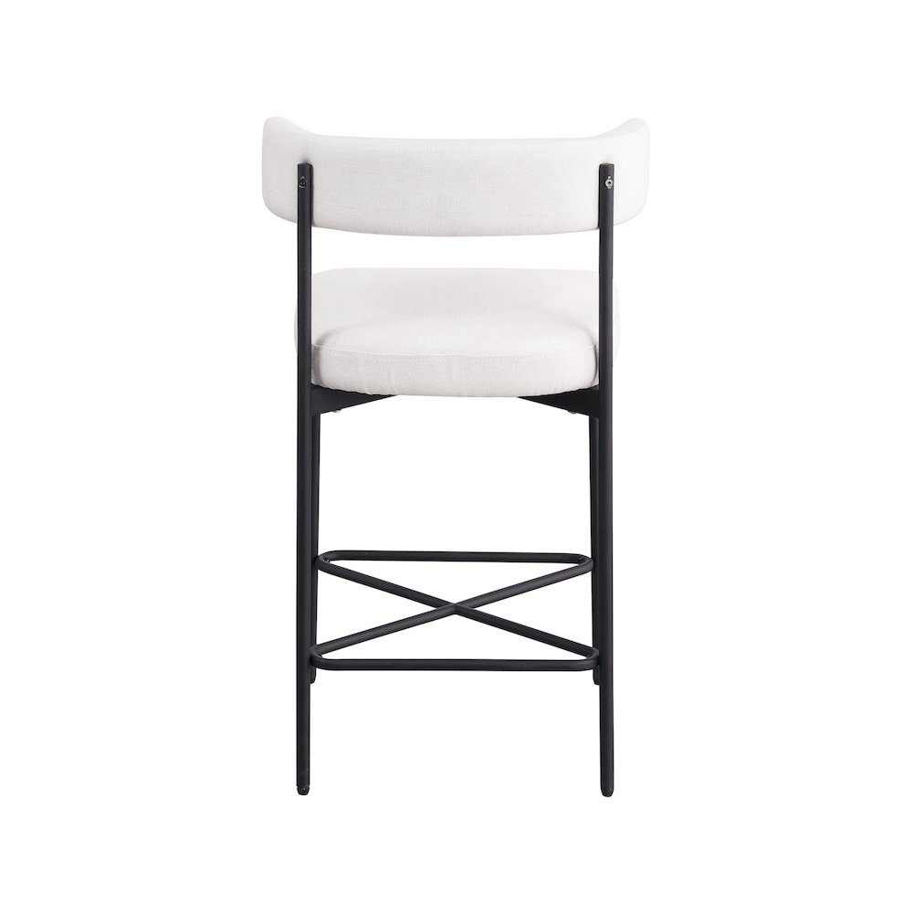 Rivage Cream Durable Linen Textured Fabric Stool, Set of 2. Picture 2
