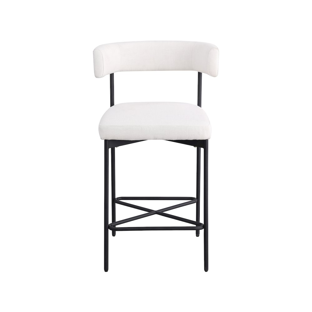 Rivage Cream Durable Linen Textured Fabric Stool, Set of 2. Picture 3