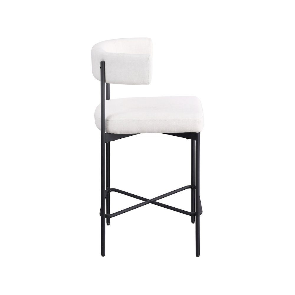 Rivage Cream Durable Linen Textured Fabric Stool, Set of 2. Picture 4
