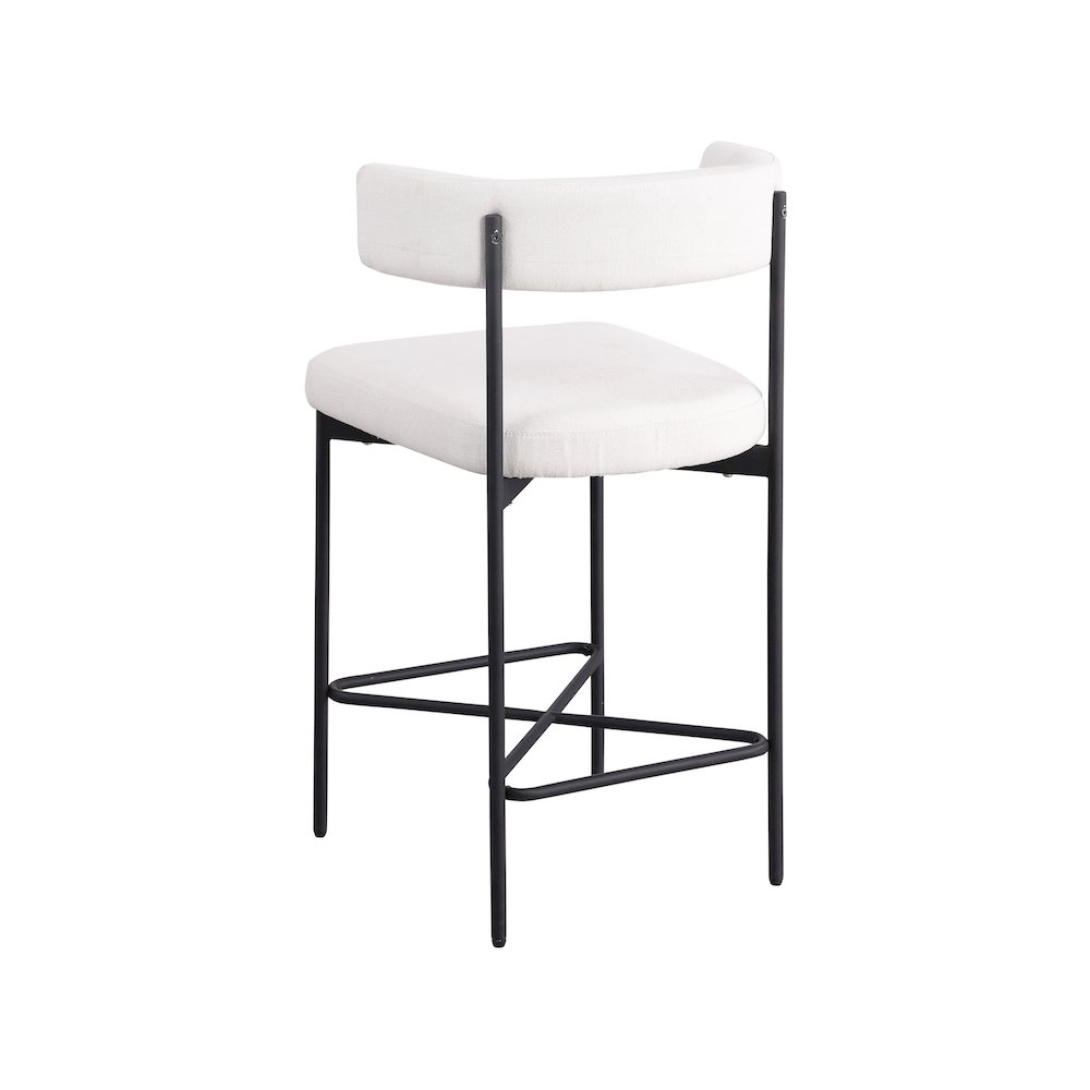 Rivage Cream Durable Linen Textured Fabric Stool, Set of 2. Picture 5