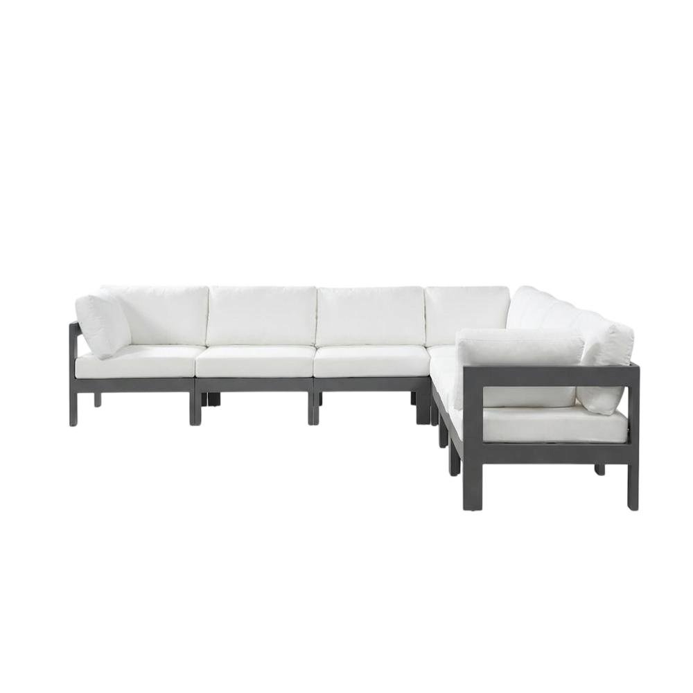 White Fabric Outdoor Patio Modular Sectional With Contemporary Style. Picture 1