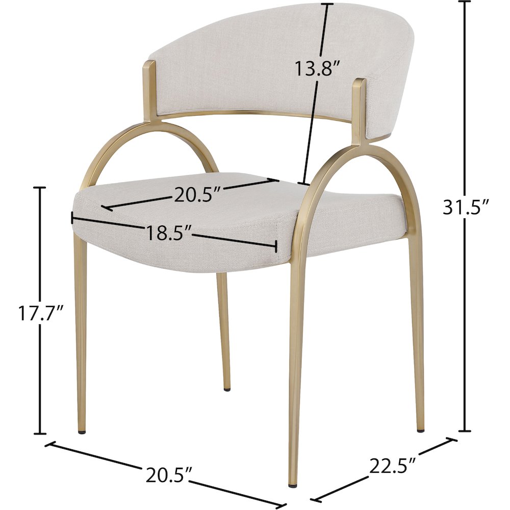 Privet Beige Linen Textured Fabric Dining Chair, Set of 2. Picture 5