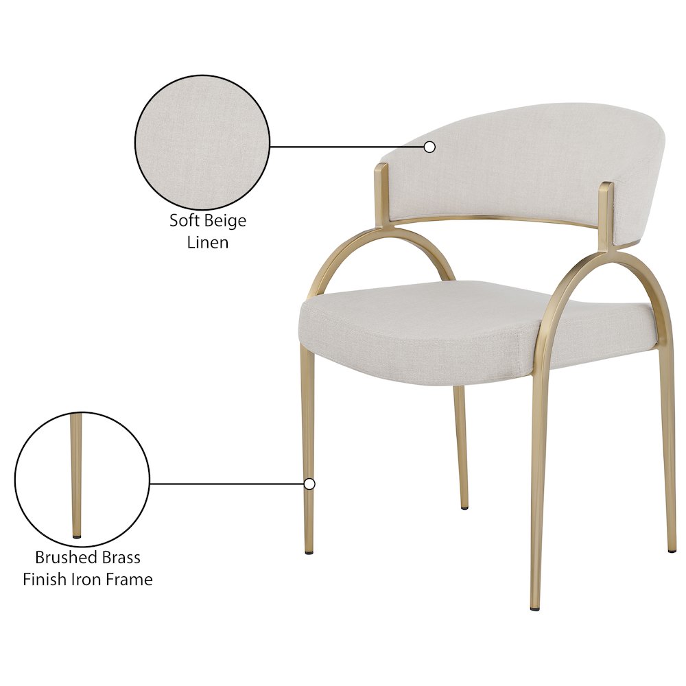 Privet Beige Linen Textured Fabric Dining Chair, Set of 2. Picture 6