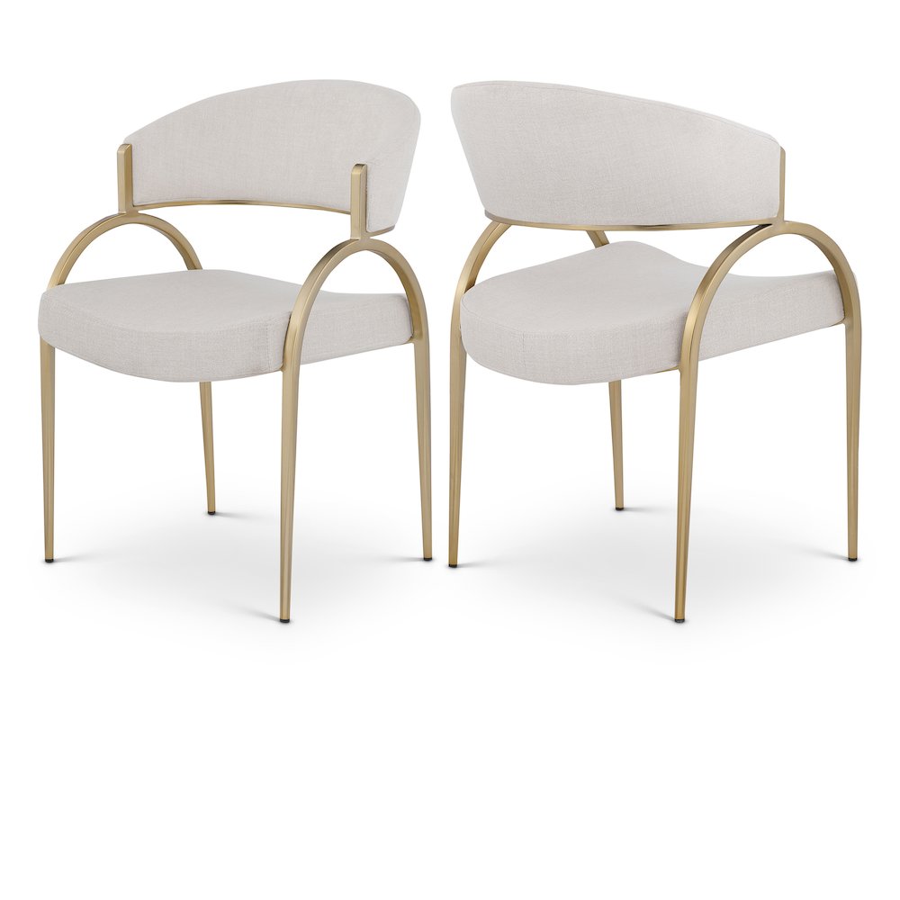 Privet Beige Linen Textured Fabric Dining Chair, Set of 2. Picture 1