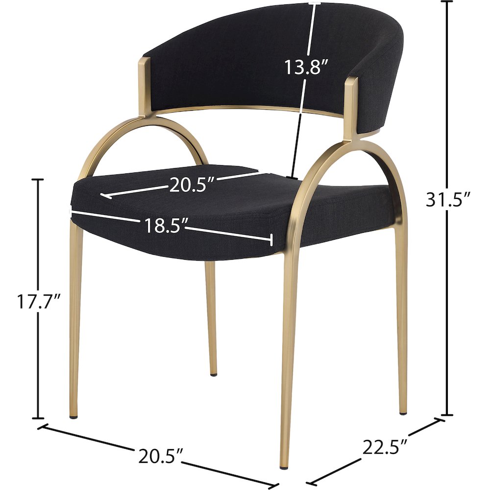 Privet Black Linen Textured Fabric Dining Chair, Set of 2. Picture 5